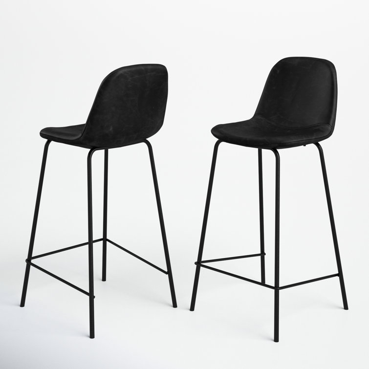 Maxine Vintage Black Metal Frame Vegan Leather Counter Stool