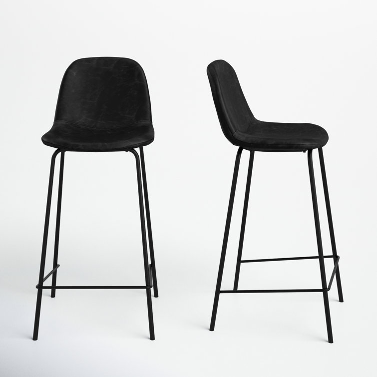 Maxine Vintage Black Metal Frame Vegan Leather Counter Stool