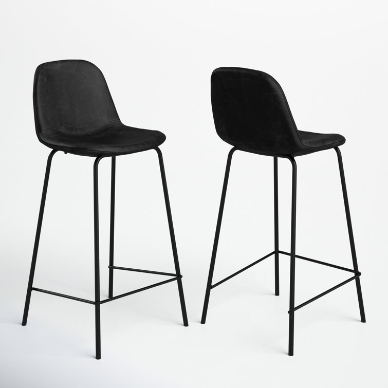 Maxine Vintage Black Metal Frame Vegan Leather Counter Stool