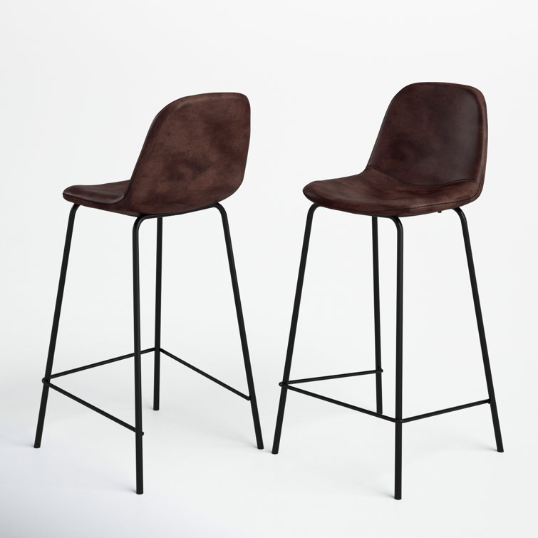 Maxine Vintage Black Metal Frame Vegan Leather Counter Stool