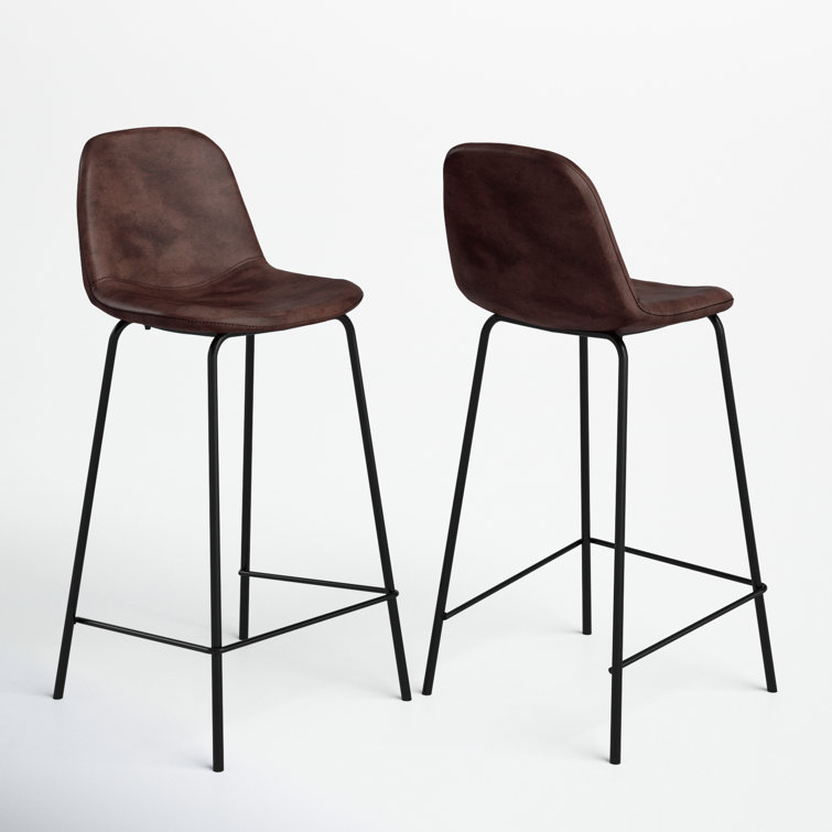Maxine Vintage Black Metal Frame Vegan Leather Counter Stool