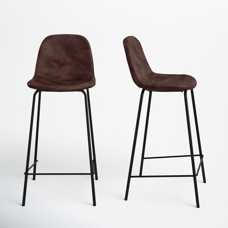 Maxine Vintage Black Metal Frame Vegan Leather Counter Stool