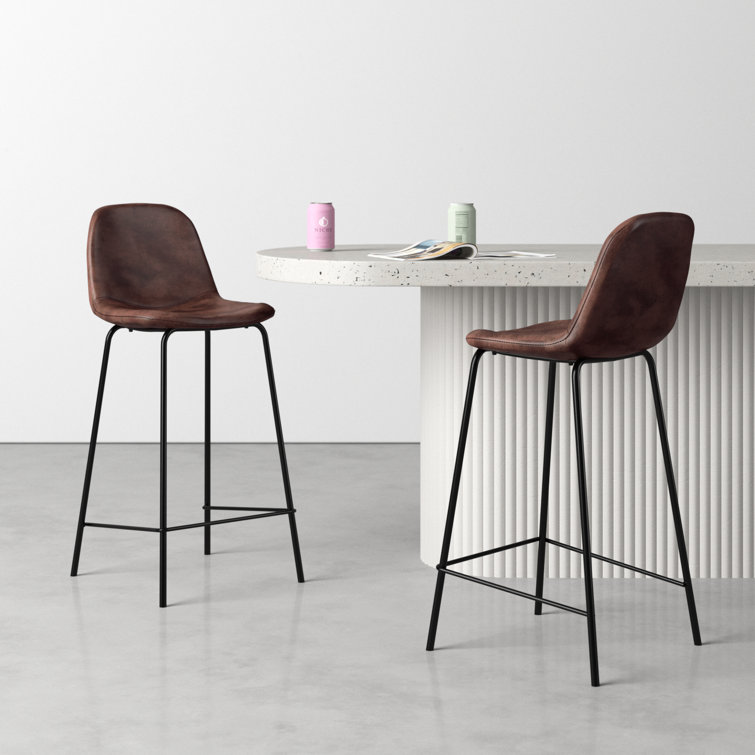 Maxine Vintage Black Metal Frame Vegan Leather Counter Stool
