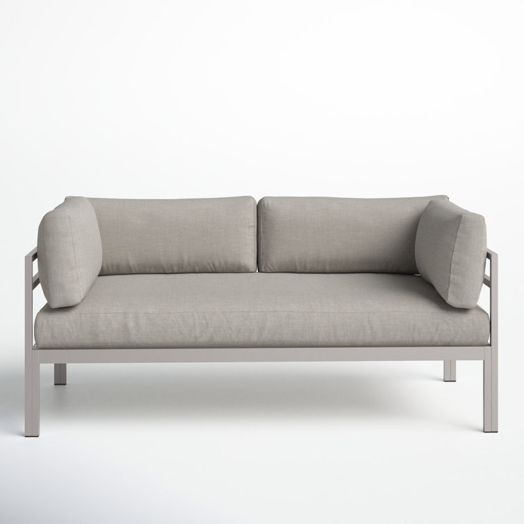 Taupe Aluminum Outdoor Sofa with Water-Resistant Cushions