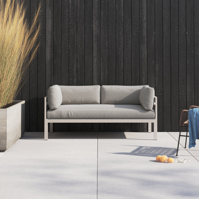 Taupe Aluminum Outdoor Sofa with Water-Resistant Cushions