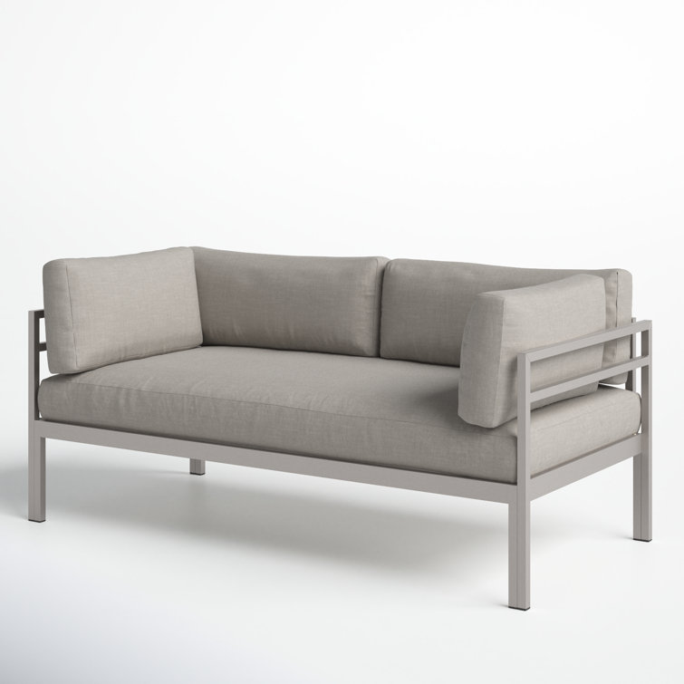 Taupe Aluminum Outdoor Sofa with Water-Resistant Cushions