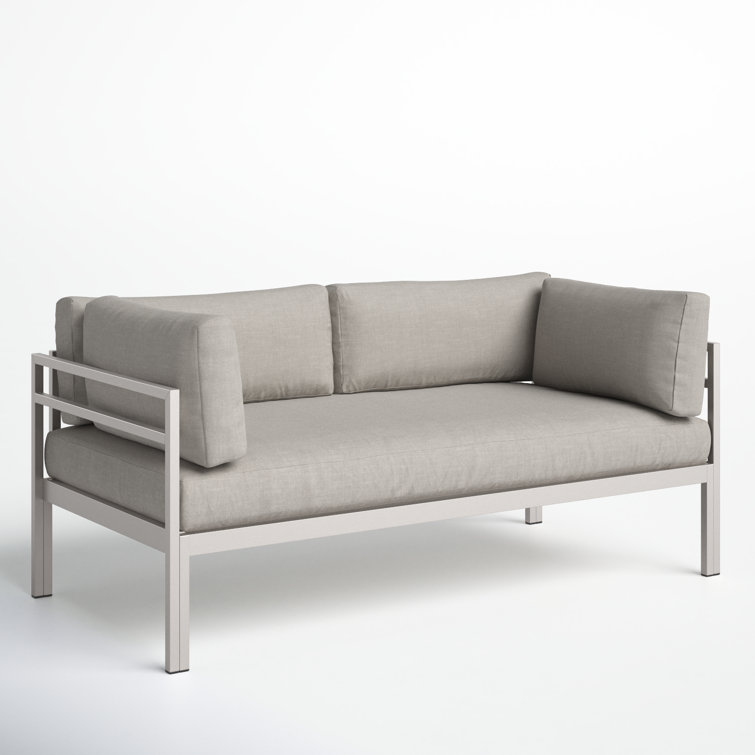 Taupe Aluminum Outdoor Sofa with Water-Resistant Cushions