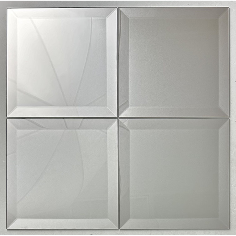 Glossy Gray 8'' x 8'' Beveled Glass Wall Tile