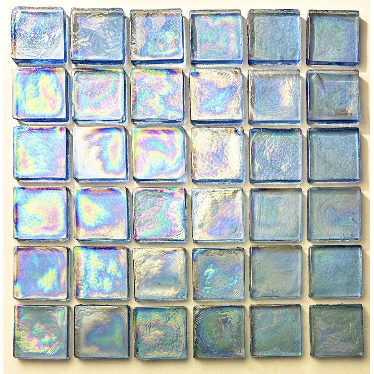 Iridescent Blue 2x2 Recycled Glass Mosaic Tile