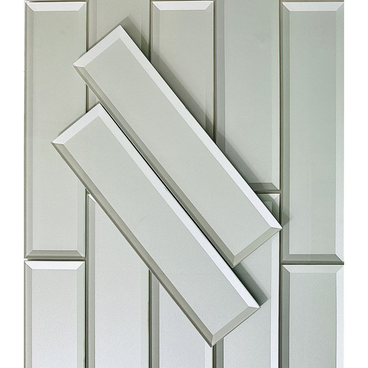 Reflections Silver Mirrored Glass Diamond Wall Tile