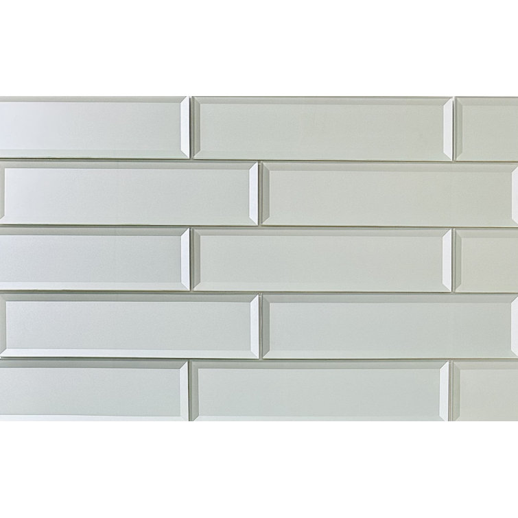 Reflections Silver Mirrored Glass Diamond Wall Tile