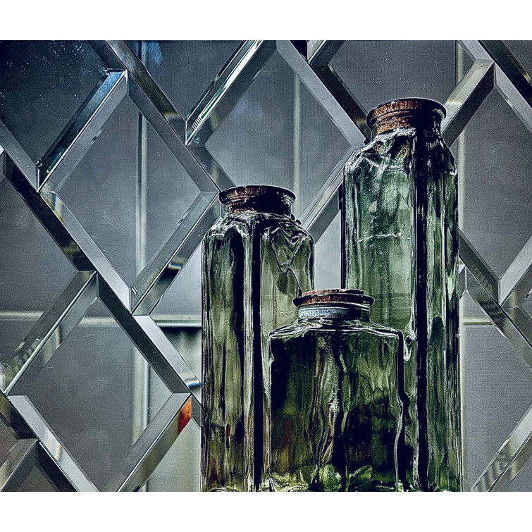 Reflections 6x8 Blue Beveled Diamond Glass Mirror Wall Tile