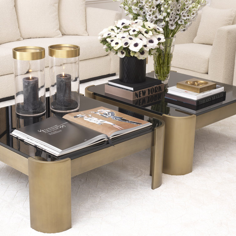 Vertex Modern Brass Rimmed Clear Glass Hurricane Candle Holder