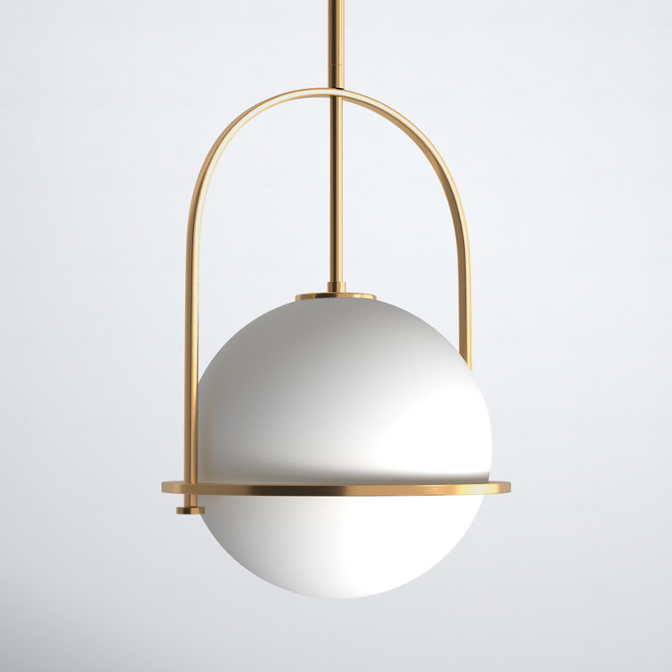 Heritage Brass Etched Opal Glass Globe Pendant Light