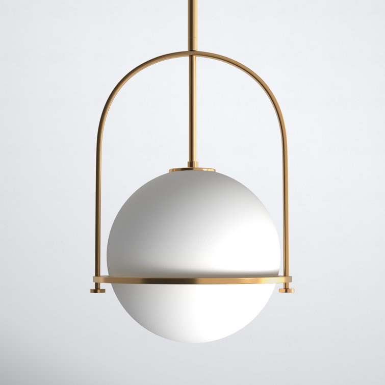 Heritage Brass Etched Opal Glass Globe Pendant Light