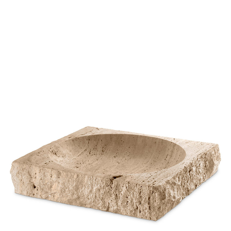Handcrafted Light Brown Travertine Decorative Bowl