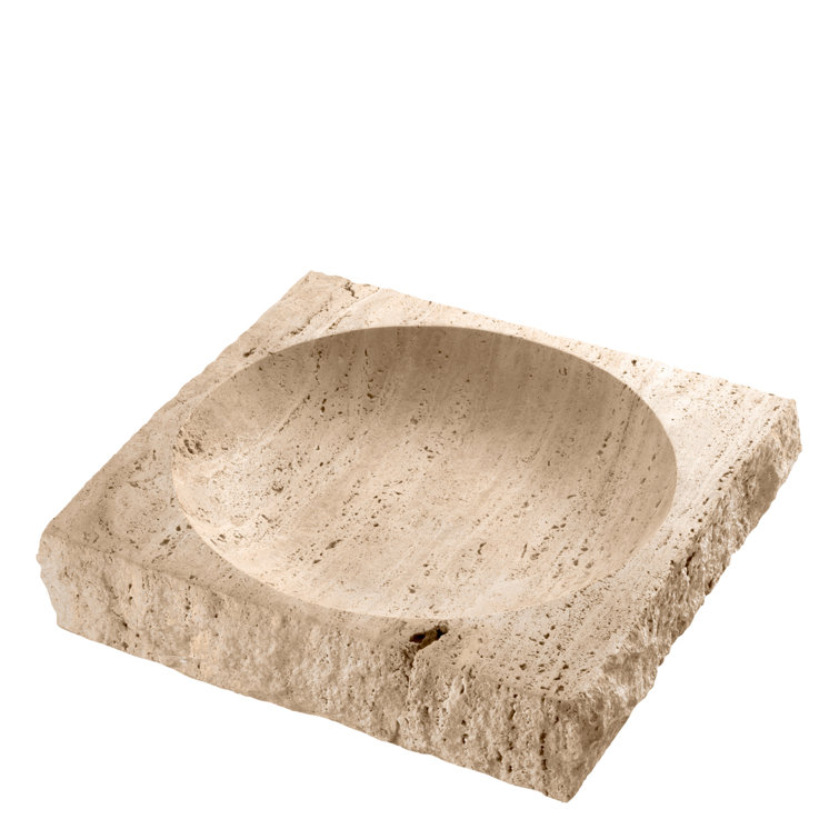 Handcrafted Light Brown Travertine Decorative Bowl