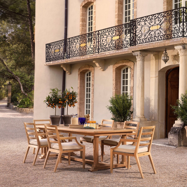 Teak Outdoor Dining Chair with White Cushions