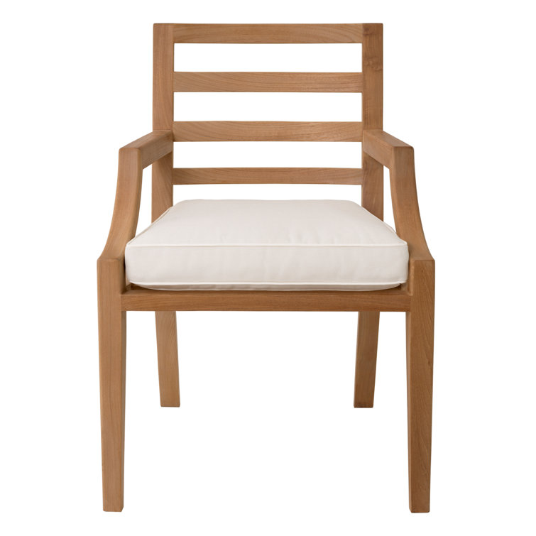 Teak Outdoor Dining Chair with White Cushions