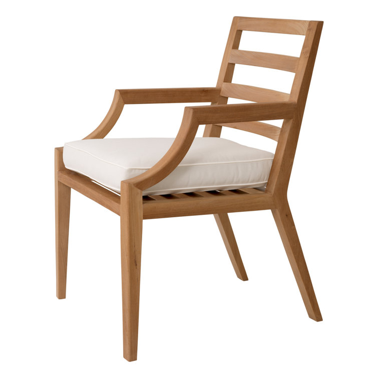 Teak Outdoor Dining Chair with White Cushions
