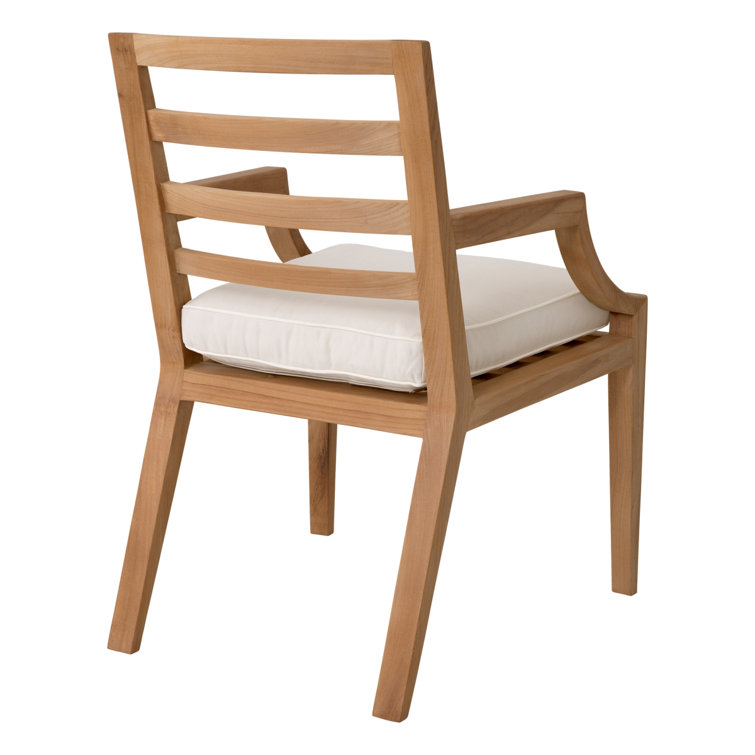 Teak Outdoor Dining Chair with White Cushions