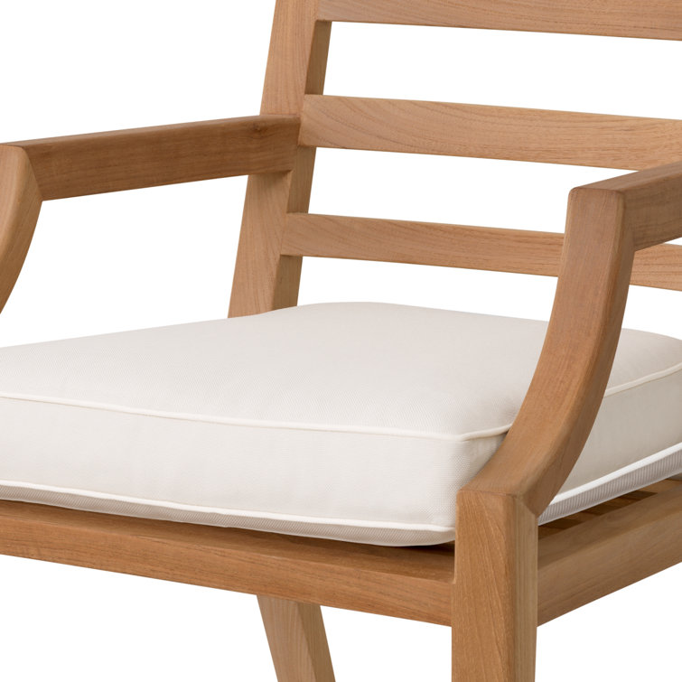 Teak Outdoor Dining Chair with White Cushions