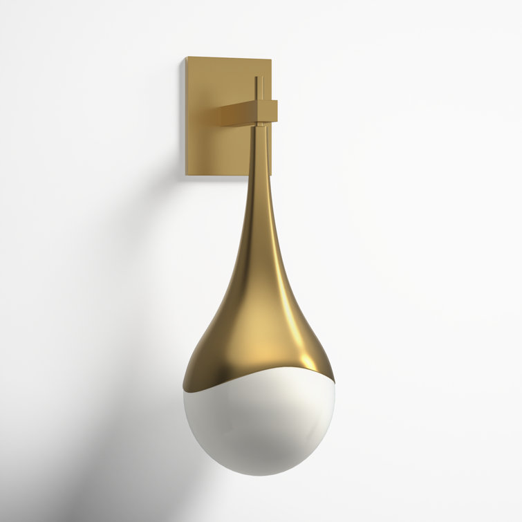 Ariana Aged Brass Dimmable Wall Sconce with Opal Glass Shade