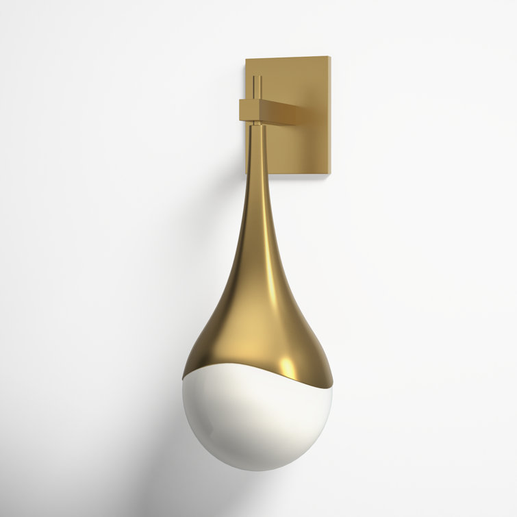 Ariana Aged Brass Dimmable Wall Sconce with Opal Glass Shade