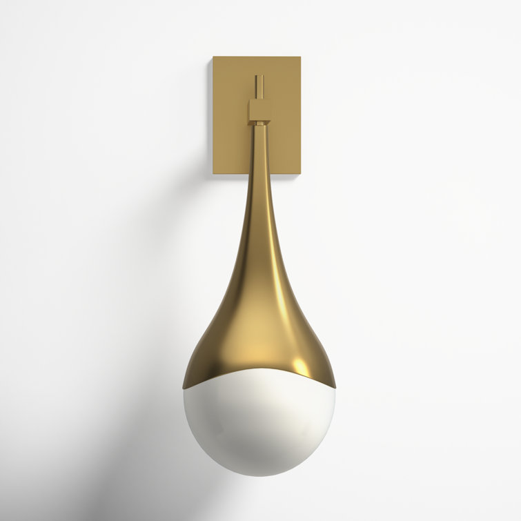 Ariana Aged Brass Dimmable Wall Sconce with Opal Glass Shade