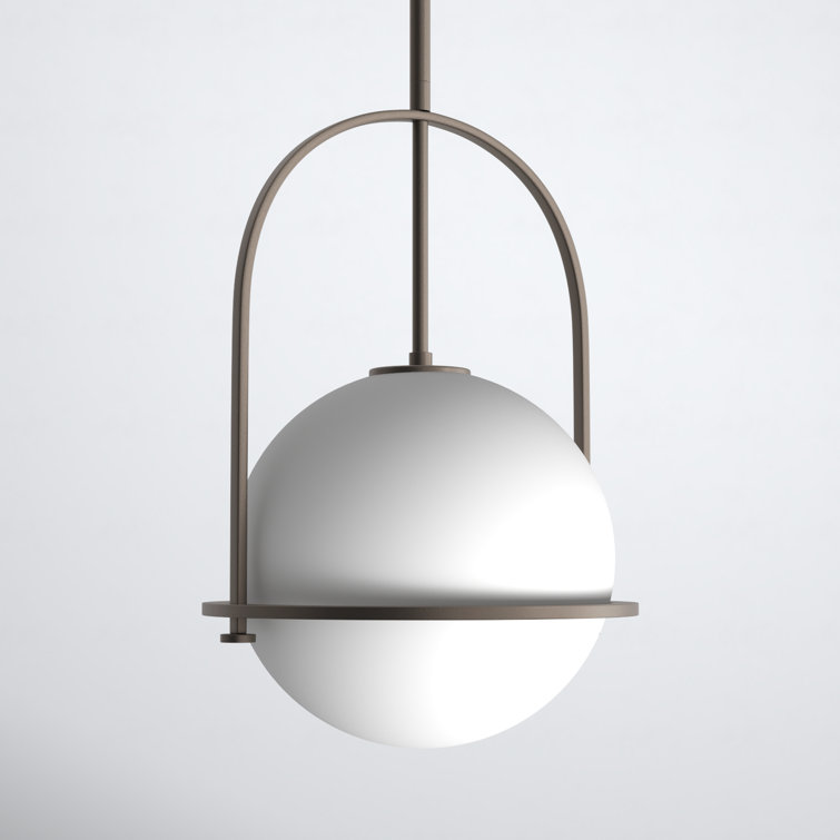 Somerset 10" Etched Opal Globe Pendant in Buckeye Bronze