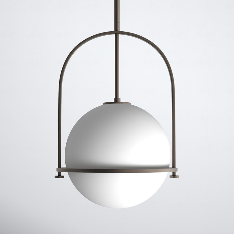 Somerset 10" Etched Opal Globe Pendant in Buckeye Bronze