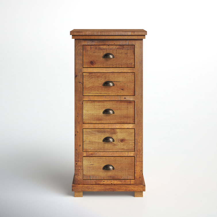 Rustic Farmhouse Distressed Pine 5-Drawer Lingerie Chest