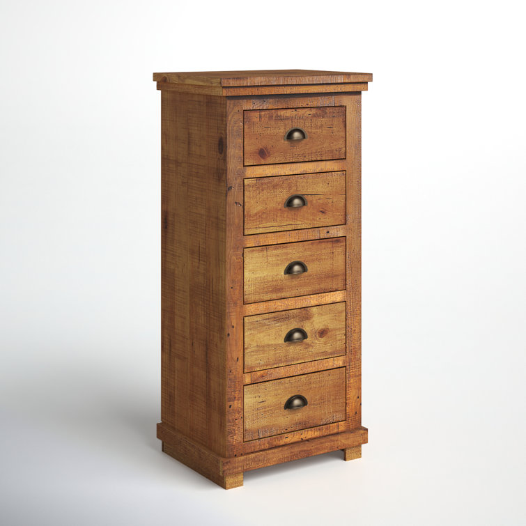 Rustic Farmhouse Distressed Pine 5-Drawer Lingerie Chest