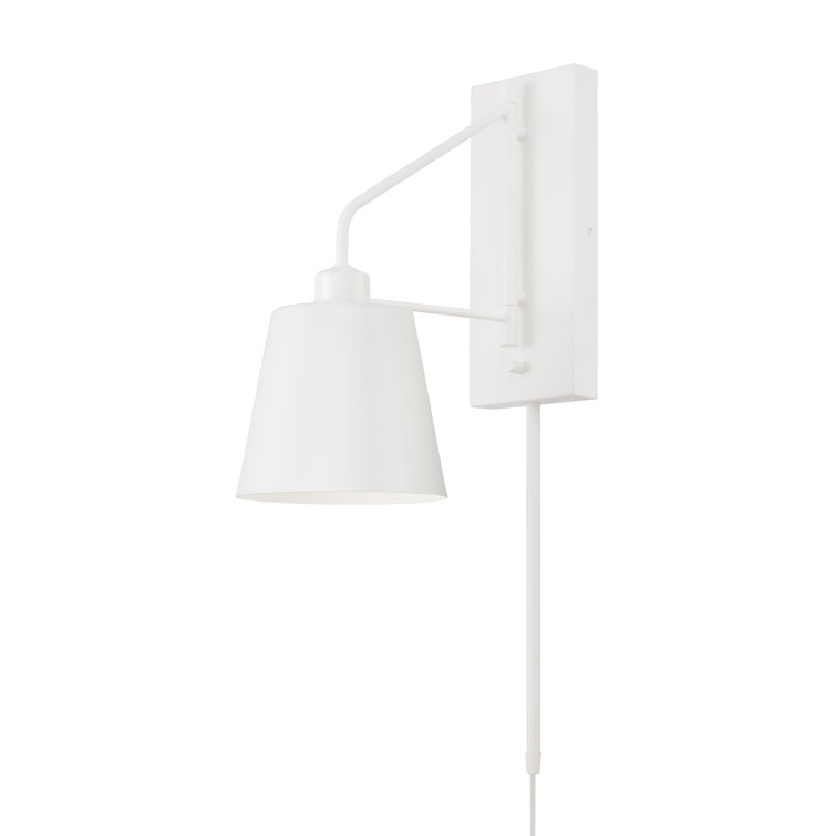 Matte White Metal Swing Arm Wall Sconce