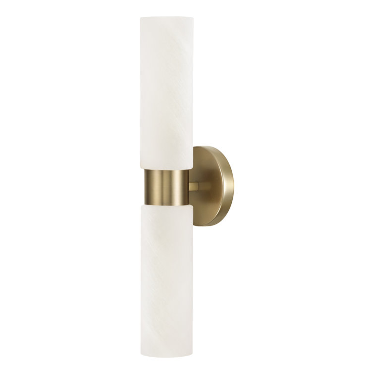 Alyssa Aged Brass 2-Light Wall Sconce with Faux Alabaster Glass