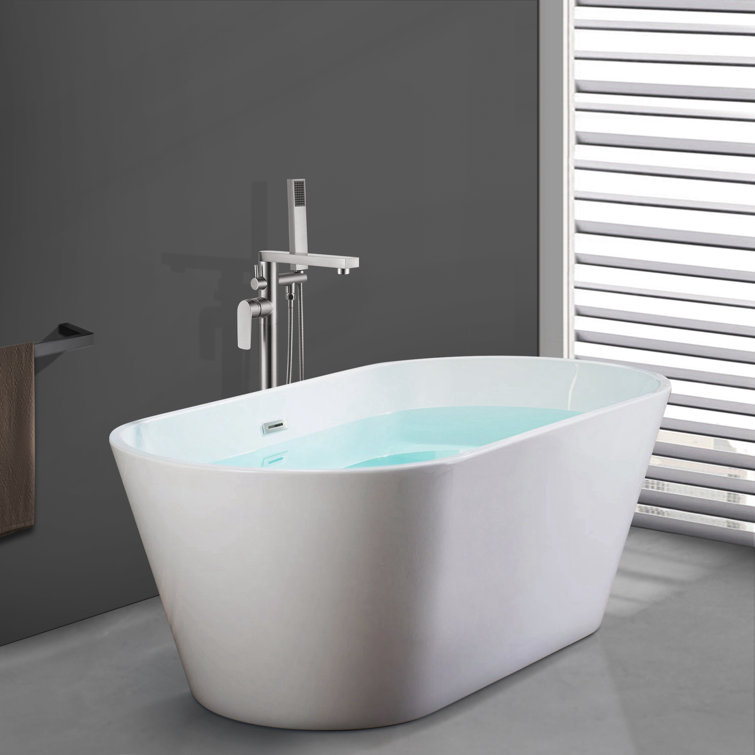 Brush Nickel Freestanding Tub Filler with Lever Handle
