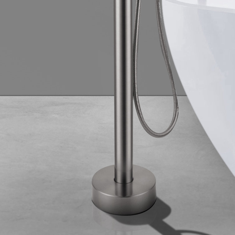 Brush Nickel Freestanding Tub Filler with Lever Handle