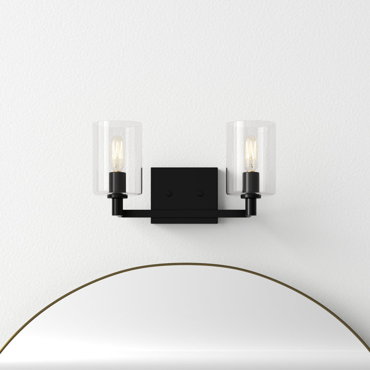 Midnight Black 2-Light Dimmable Vanity Light with Clear Glass Shades