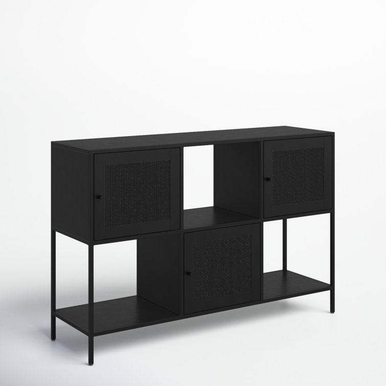 Black Steel 3-Door Adjustable Shelving Storage Cabinet