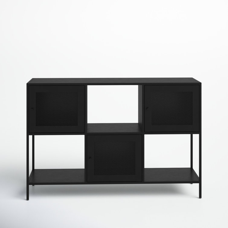 Black Steel 3-Door Adjustable Shelving Storage Cabinet