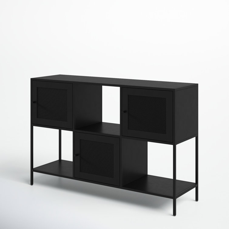 Black Steel 3-Door Adjustable Shelving Storage Cabinet