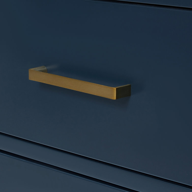 Midnight Blue 60'' Double Wall-Mounted Bathroom Vanity with Brass Handles