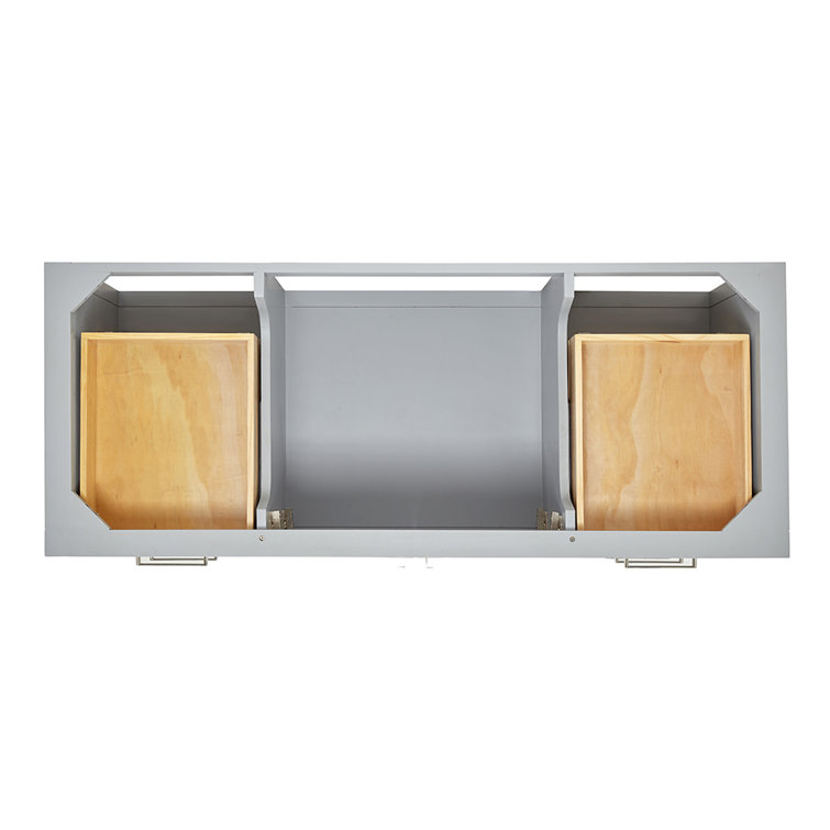 Gray Solid Wood Single Freestanding Bathroom Vanity Base