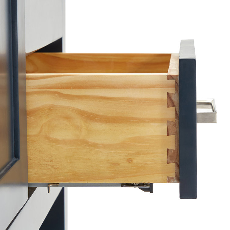 Midnight Blue Solid Wood Single Bathroom Vanity Base, 54"