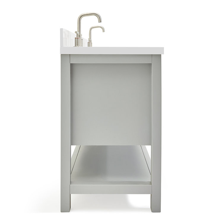 Gray Double Freestanding Vanity with White Top