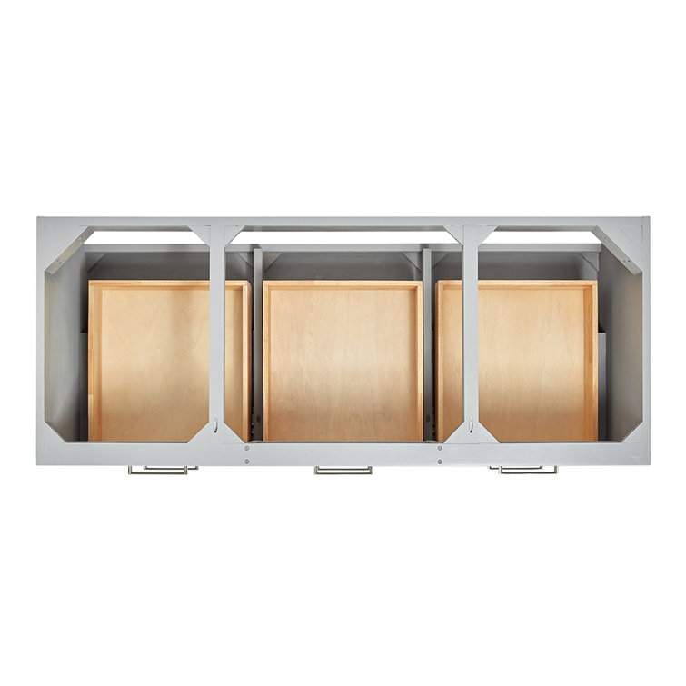54" Gray Solid Hardwood Wall-Mounted Single Vanity Base