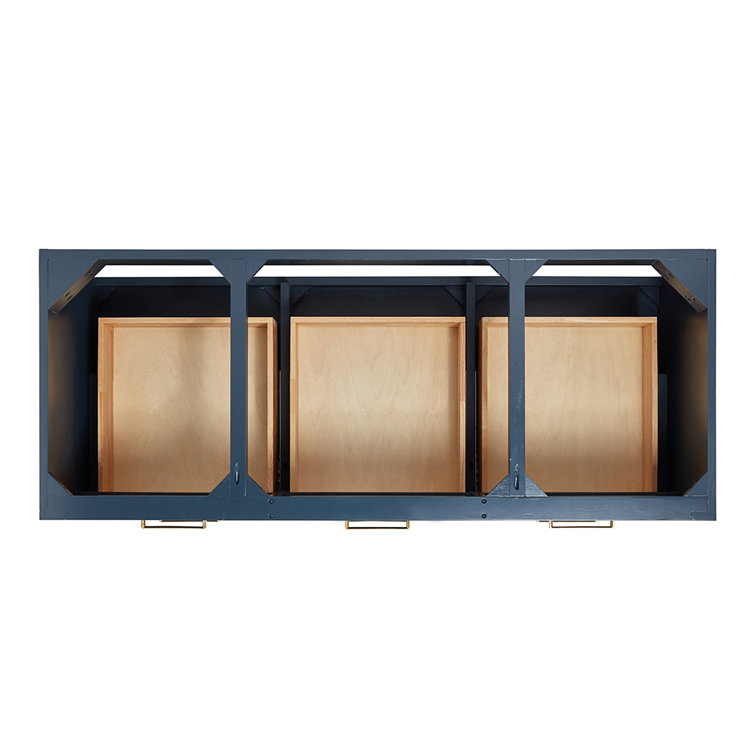 Midnight Blue 54'' Single Wall-Mount Vanity with Gold Handles