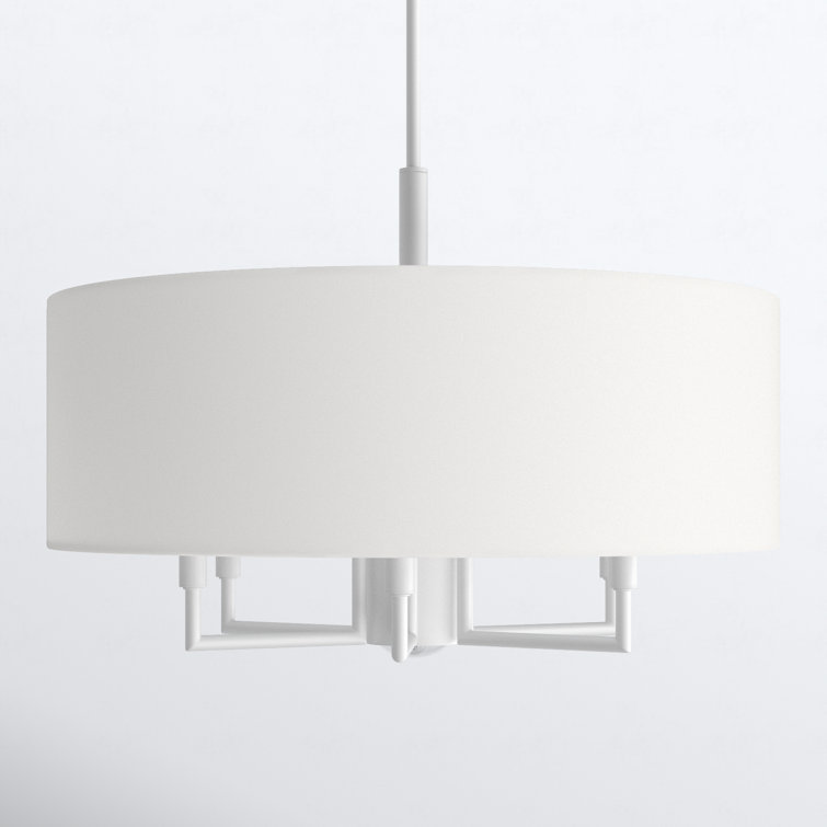 Meridian 7-Light White Fabric Drum Pendant Chandelier