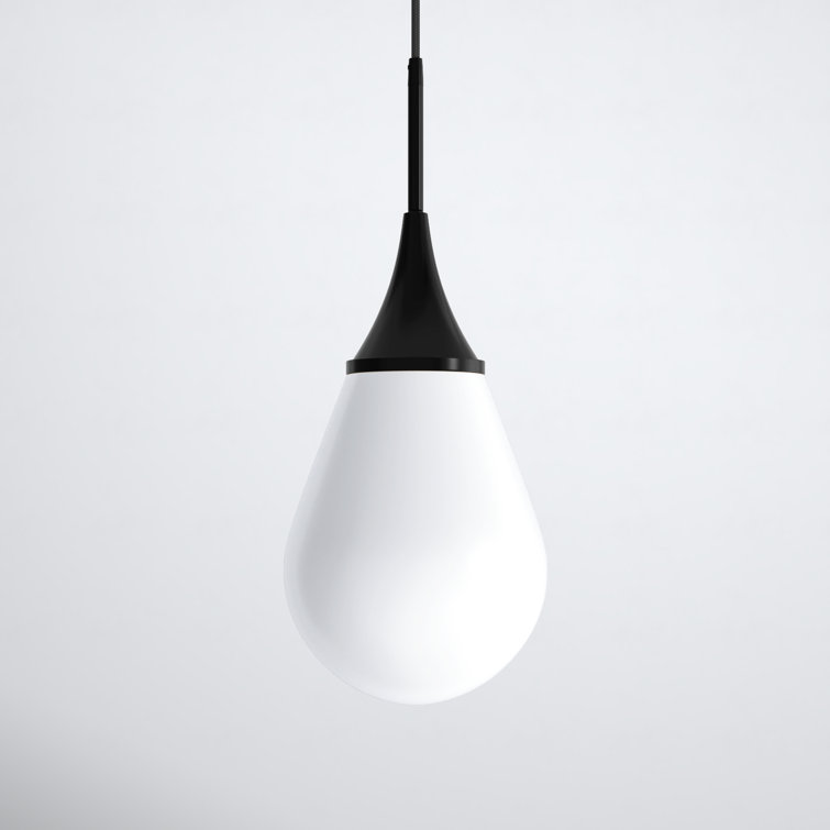 Blackened Bronze Teardrop Glass Pendant Light with Adjustable Cord