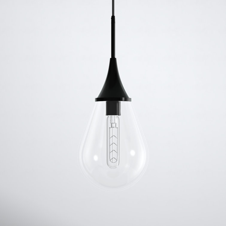 Clear Glass Teardrop Pendant Light with Blackened Bronze Finish